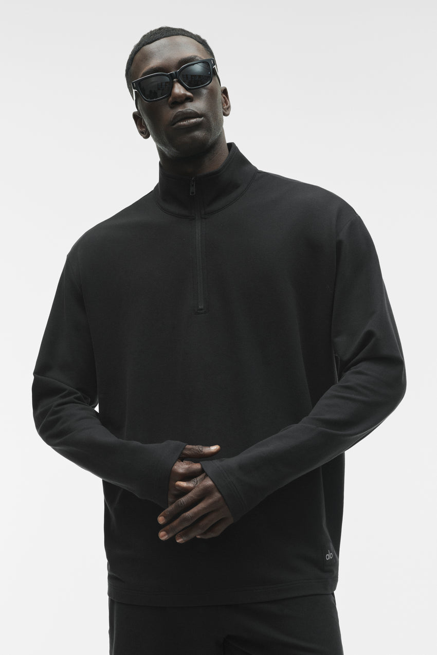 Double Take Long Sleeve 1/4 Zip - Black