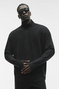 Double Take Long Sleeve 1/4 Zip - Black