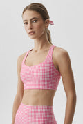 Airlift Gingham Sleek Bra Tank - Paradise Pink Gingham